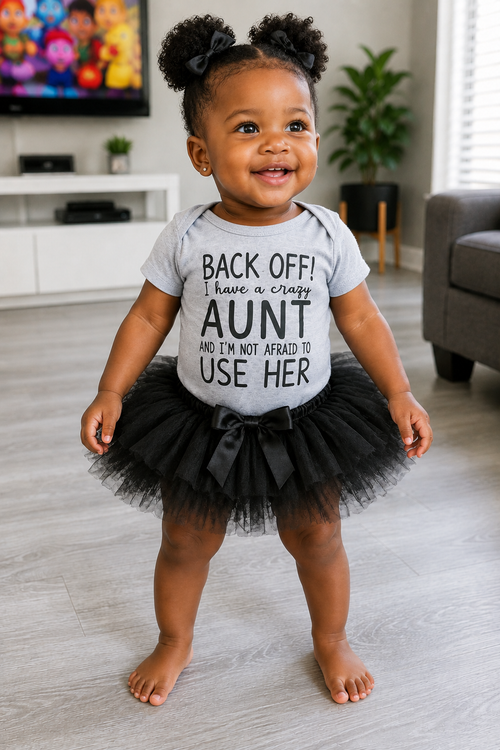 Back Off! I Have a Crazy Aunt Baby Bodysuit | Funny Infant Onesie | Cute Baby Shower Gift