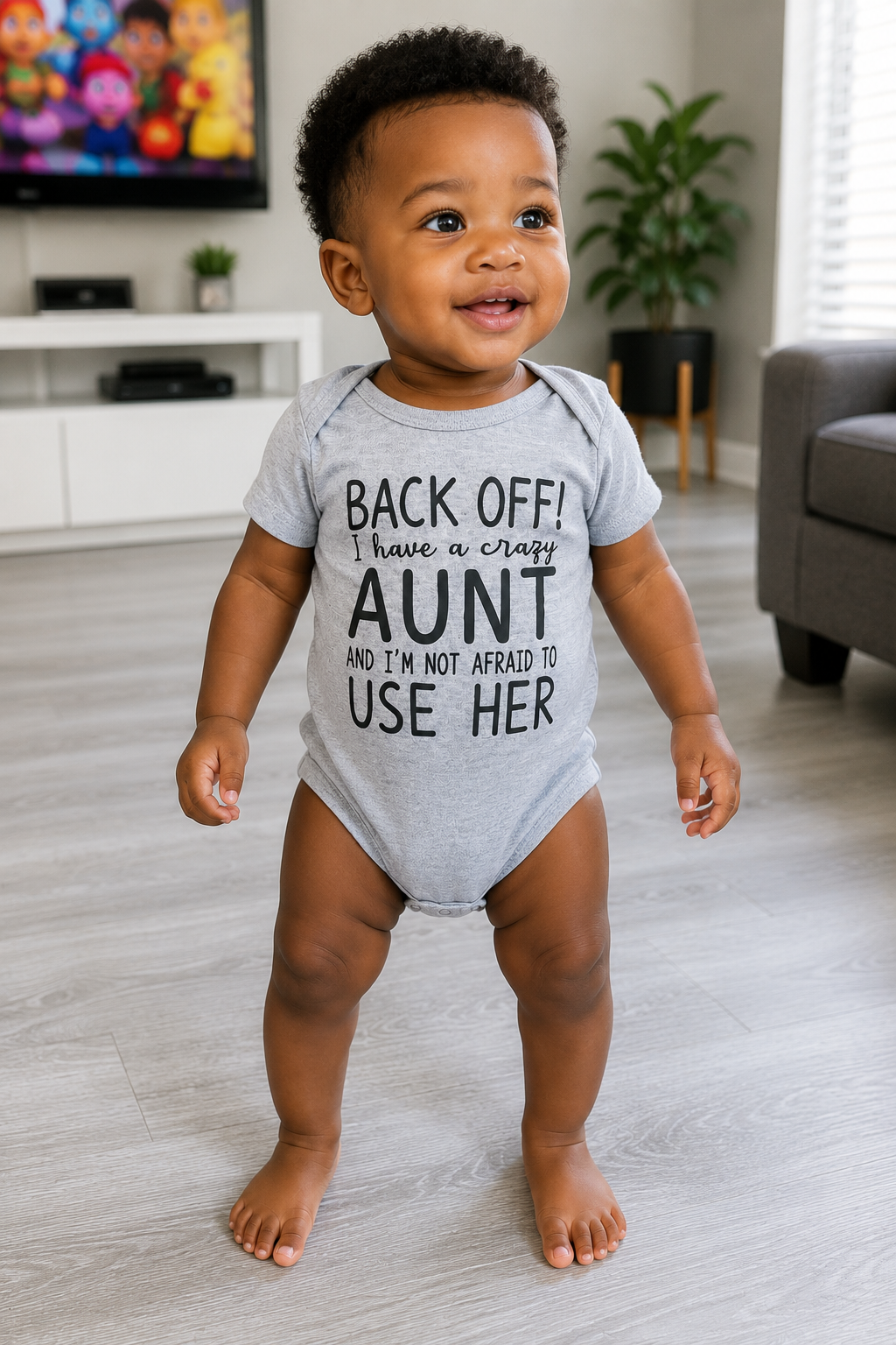 Back Off! I Have a Crazy Aunt Baby Bodysuit | Funny Infant Onesie | Cute Baby Shower Gift
